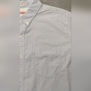 Levi's Men's Blue Striped Button E Shirt, XL